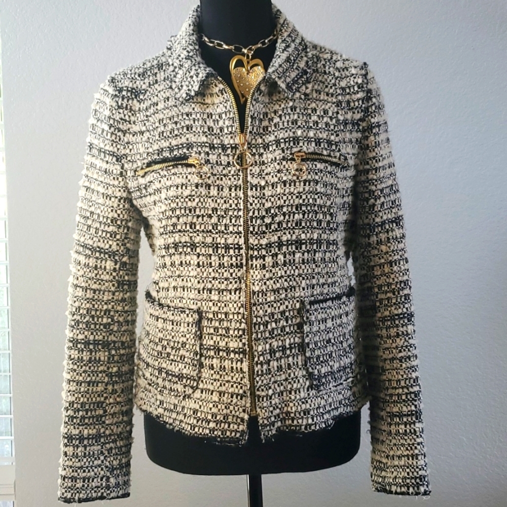 Zara - Darling Tweed, zip up blazer jacket
